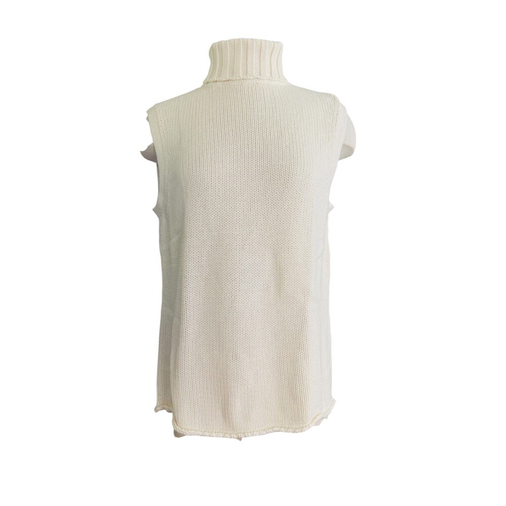 Bagatelle Wm XL Oatmeal 100% Cotton Chunky Knit Turtleneck Sweater Vest NEW